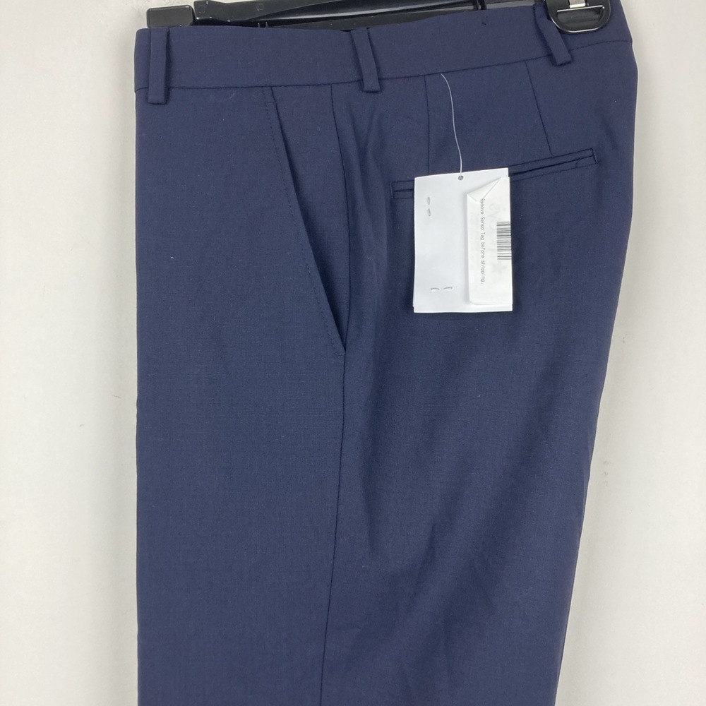 Bar Iii Mens Slim fit Dress‎ Pants Navy Blue Solid Stretch Wool 28W 29L